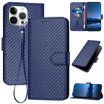 YX0070 Carbon Fiber Buckle Leather Phone Case with Lanyard, For iPhone 17e / 16e, For iPhone 17 Pro Max, For iPhone 17 Pro, For iPhone 17, For iPhone Air, For iPhone 16 Pro Max