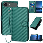 YX0070 Carbon Fiber Buckle Leather Phone Case with Lanyard, For iPhone 17e / 16e, For iPhone 17 Pro Max, For iPhone 17 Pro, For iPhone 17, For iPhone Air, For iPhone 16 Pro Max
