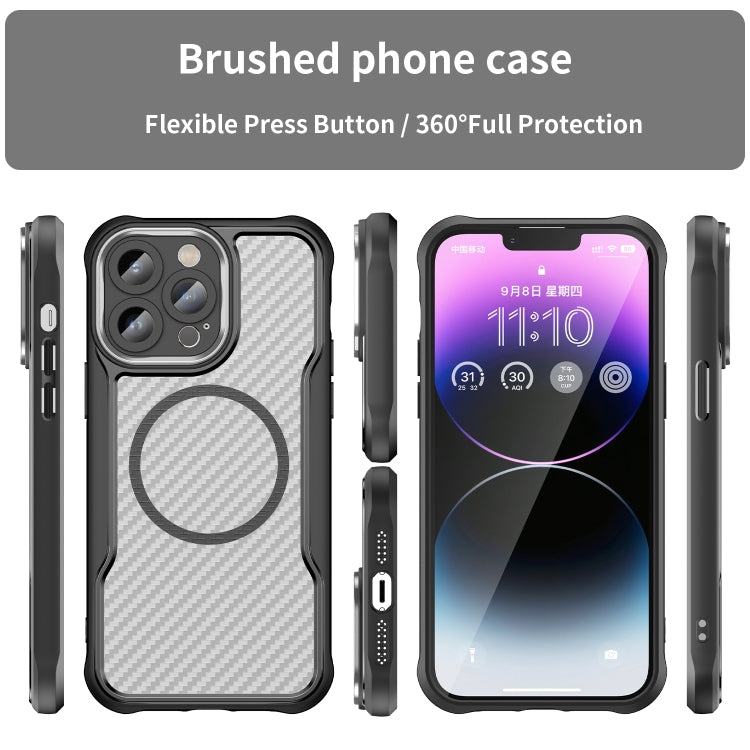 غطاء هاتف شفاف بنسيج ألياف الكربون MagSafe، لهاتف iPhone 11 Pro