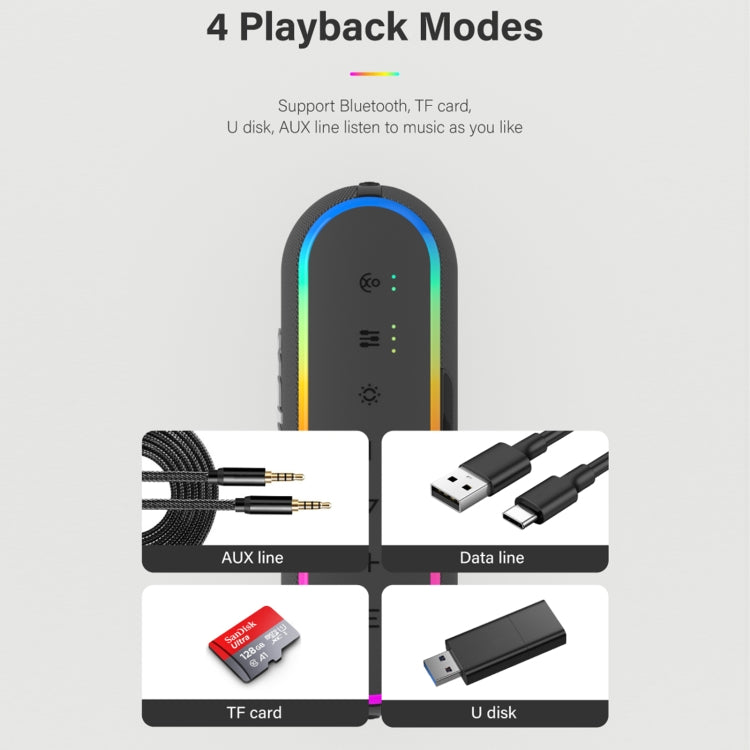 Xdobo X8 III BT5.3 IPX7 Wireless Speaker with RGB Light, Support Bluetooth/TF Card/USB/AUX, X8 III