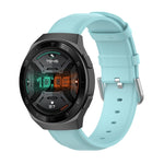 22mm Leather Strap with Round Tail Buckle, For Ticwatch Pro 2020, For Huawei Watch GT2E, For Samsung Galaxy Watch 3 45mm