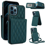 YM015 Crossbody Rhombic Card Bag RFID Phone Case, For iPhone 14 Pro Max, For iPhone 13 Pro Max, For iPhone 13 Pro, For iPhone 13, For iPhone 12 / 12 Pro, For iPhone 12 Pro Max, For iPhone 11 Pro Max, For iPhone 11
