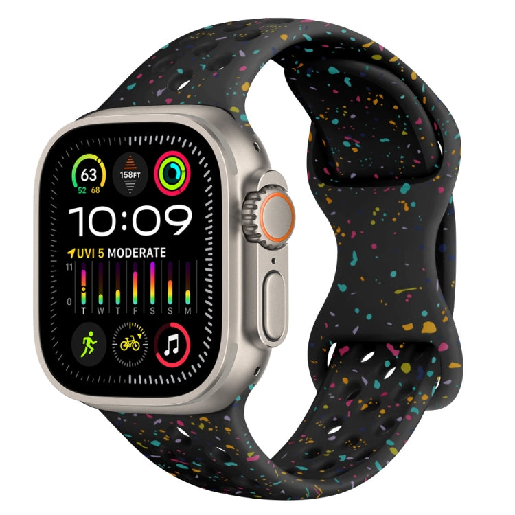 Hole Style Butterfly Buckle Camouflage Silicone Watch Band, For Apple Watch Ultra 2 49mm, For Apple Watch Series 9 45mm, For Apple Watch Series 9 41mm, For Apple Watch Ultra 49mm