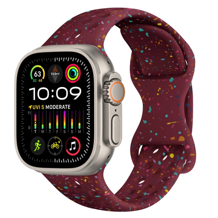 Hole Style Butterfly Buckle Camouflage Silicone Watch Band, For Apple Watch Ultra 2 49mm, For Apple Watch Series 9 45mm, For Apple Watch Series 9 41mm, For Apple Watch Ultra 49mm