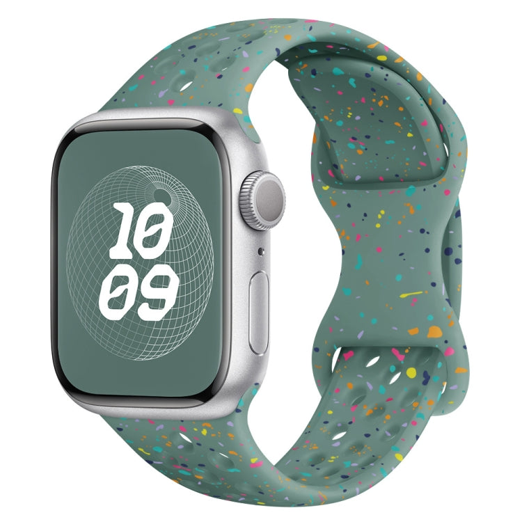 Hole Style Butterfly Buckle Camouflage Silicone Watch Band, For Apple Watch Series 7 41mm, For Apple Watch Series 7 45mm, For Apple Watch SE 40mm, For Apple Watch SE 44mm