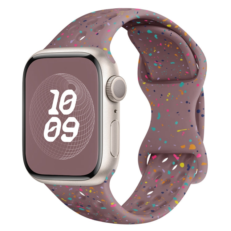 Hole Style Butterfly Buckle Camouflage Silicone Watch Band, For Apple Watch Series 7 41mm, For Apple Watch Series 7 45mm, For Apple Watch SE 40mm, For Apple Watch SE 44mm