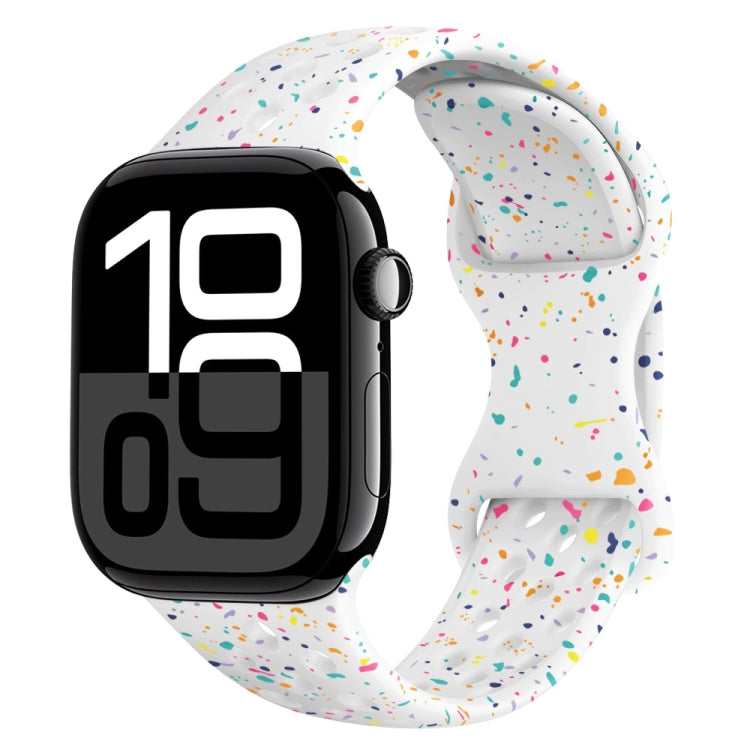 Hole Style Butterfly Buckle Camouflage Silicone Watch Band, For Apple Watch Series 10 46mm, For Apple Watch Series 10 42mm, For Apple Watch SE 2023 44mm, For Apple Watch SE 2023 40mm