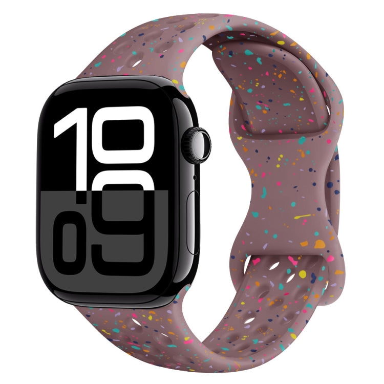 Hole Style Butterfly Buckle Camouflage Silicone Watch Band, For Apple Watch Series 10 46mm, For Apple Watch Series 10 42mm, For Apple Watch SE 2023 44mm, For Apple Watch SE 2023 40mm