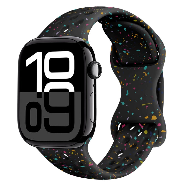 Hole Style Butterfly Buckle Camouflage Silicone Watch Band, For Apple Watch Series 10 46mm, For Apple Watch Series 10 42mm, For Apple Watch SE 2023 44mm, For Apple Watch SE 2023 40mm