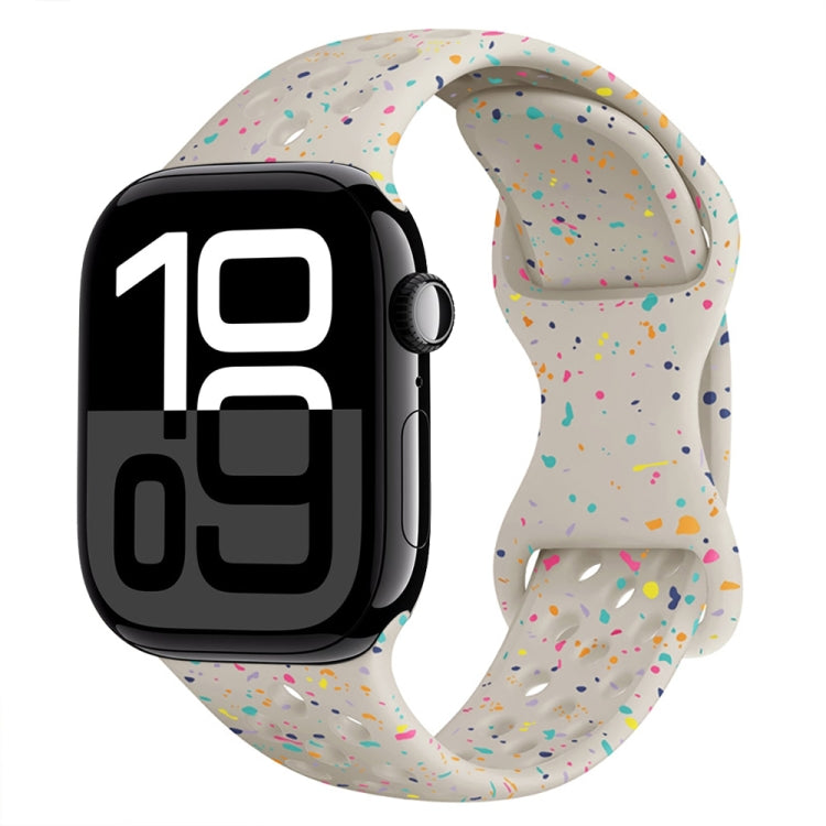 Hole Style Butterfly Buckle Camouflage Silicone Watch Band, For Apple Watch Series 10 46mm, For Apple Watch Series 10 42mm, For Apple Watch SE 2023 44mm, For Apple Watch SE 2023 40mm
