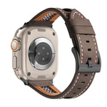 Mesh Calfskin Genuine Leather Watch Band, For Apple Watch SE 2023 44mm, For Apple Watch SE 2023 40mm, For Apple Watch Ultra 2 49mm, For Apple Watch Series 9 45mm, For Apple Watch Series 9 41mm, For Apple Watch Ultra 49mm
