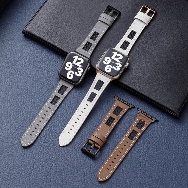 Mesh Calfskin Genuine Leather Watch Band, For Apple Watch SE 40mm, For Apple Watch SE 44mm, For Apple Watch Series 6 40mm, For Apple Watch Series 6 44mm, For Apple Watch Series 5 44mm, For Apple Watch Series 5 40mm