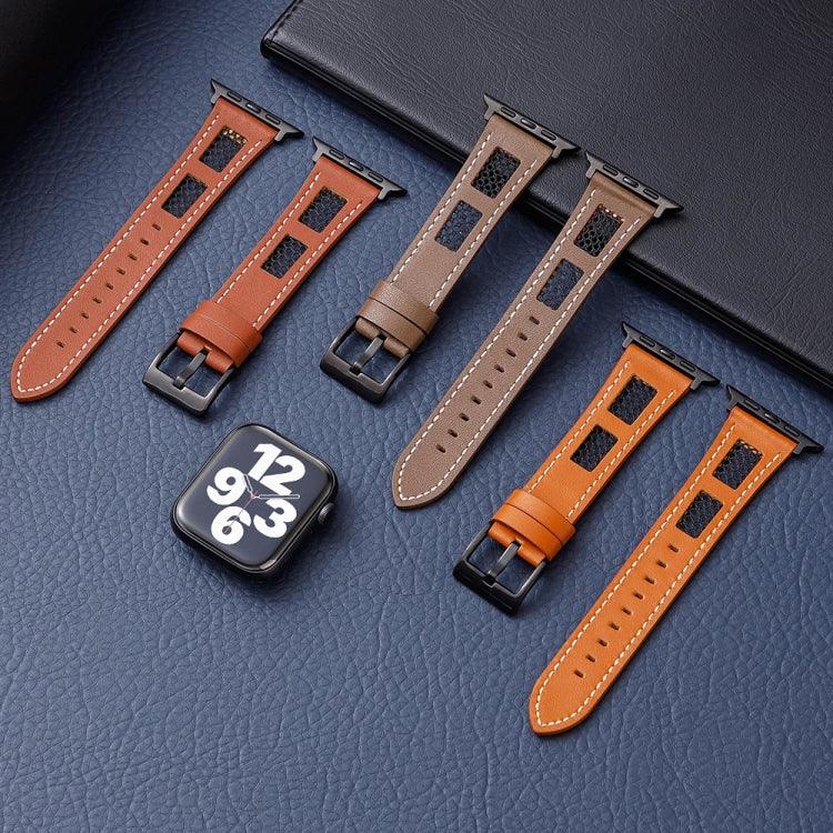 Mesh Calfskin Genuine Leather Watch Band, For Apple Watch SE 40mm, For Apple Watch SE 44mm, For Apple Watch Series 6 40mm, For Apple Watch Series 6 44mm, For Apple Watch Series 5 44mm, For Apple Watch Series 5 40mm