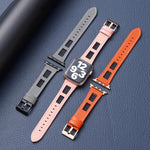 Mesh Calfskin Genuine Leather Watch Band, For Apple Watch SE 2023 44mm, For Apple Watch SE 2023 40mm, For Apple Watch Ultra 2 49mm, For Apple Watch Series 9 45mm, For Apple Watch Series 9 41mm, For Apple Watch Ultra 49mm