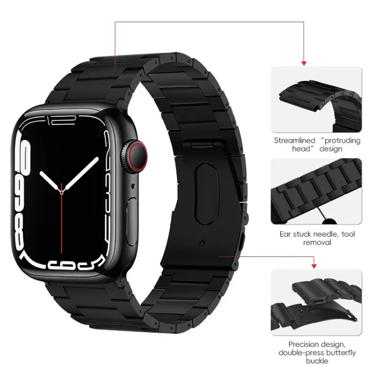PG63 Three-Bead Protrusion Titanium Metal Watch Band, For Apple Watch Series 6 40mm, For Apple Watch Series 6 44mm, For Apple Watch Series 5 44mm, For Apple Watch Series 5 40mm, For Apple Watch Series 4 44mm, For Apple Watch Series 4 40mm              ...