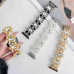 Beaded Pearl Gemstone Bracelet Watch Band, For Apple Watch SE 40mm, For Apple Watch SE 44mm, For Apple Watch Series 6 40mm, For Apple Watch Series 6 44mm, For Apple Watch Series 5 44mm, For Apple Watch Series 5 40mm, For Apple Watch Series 4 44mm      ...