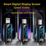 Charging Adapter with Digital Display, 8 Pin Male to Type-C Female 35W, Type-C Male to 8 Pin Female 35W, Type-C Male to Type-C Female 140W