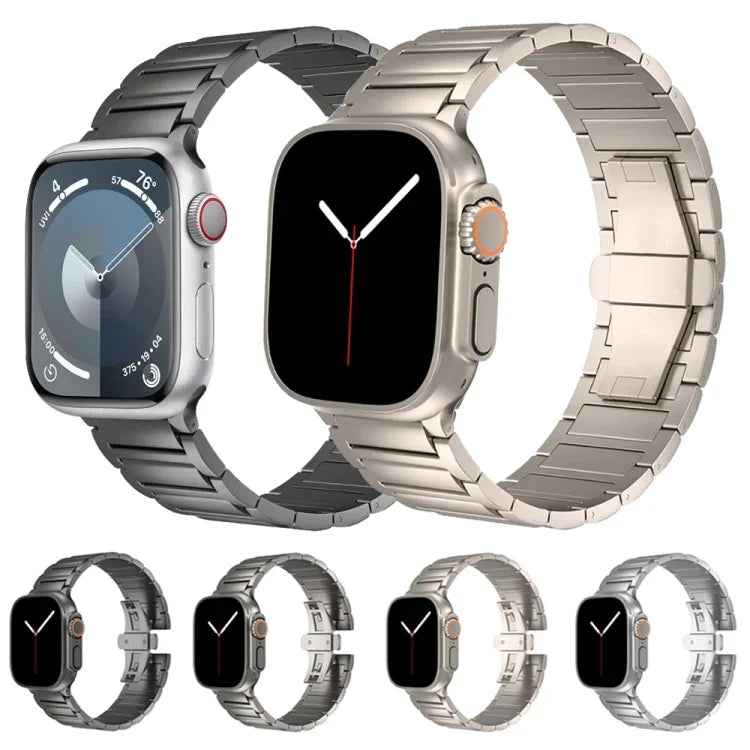 I-shaped Butterfly Buckle Titanium Alloy Watch Band, For Apple Watch SE 2023 44mm, For Apple Watch Ultra 2 49mm, For Apple Watch Series 9 45mm, For Apple Watch Ultra 49mm, For Apple Watch Series 8 45mm, For Apple Watch SE 2022 44mm                     ...