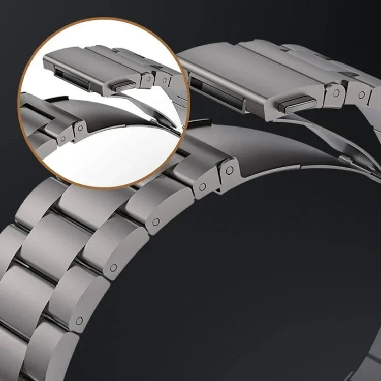 3-Bead Flat Buckle Titanium Alloy Watch Band, For Apple Watch SE 2023 44mm, For Apple Watch SE 2023 40mm, For Apple Watch Ultra 2 49mm, For Apple Watch Series 9 45mm, For Apple Watch Series 9 41mm, For Apple Watch Ultra 49mm, For Apple Watch Series 8 4...