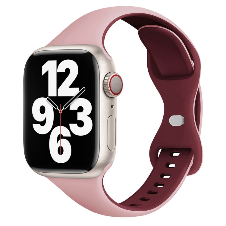 Two Color Slim Butterfly Buckle Silicone Watch Band, For Apple Watch Series 9 41mm, For Apple Watch Ultra 49mm, For Apple Watch Series 8 41mm, For Apple Watch Series 8 45mm, For Apple Watch SE 2022 44mm, For Apple Watch SE 2022 40mm