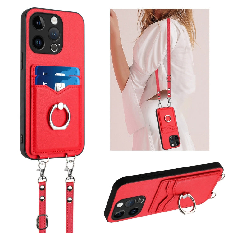 R20 Crossbody Rope Ring Card Holder Phone Case, For iPhone 17 Pro Max, For iPhone 17 Pro, For iPhone 17, For iPhone Air, For iPhone 15 Pro Max, For iPhone 15 Pro, For iPhone 15 Plus, For iPhone 15