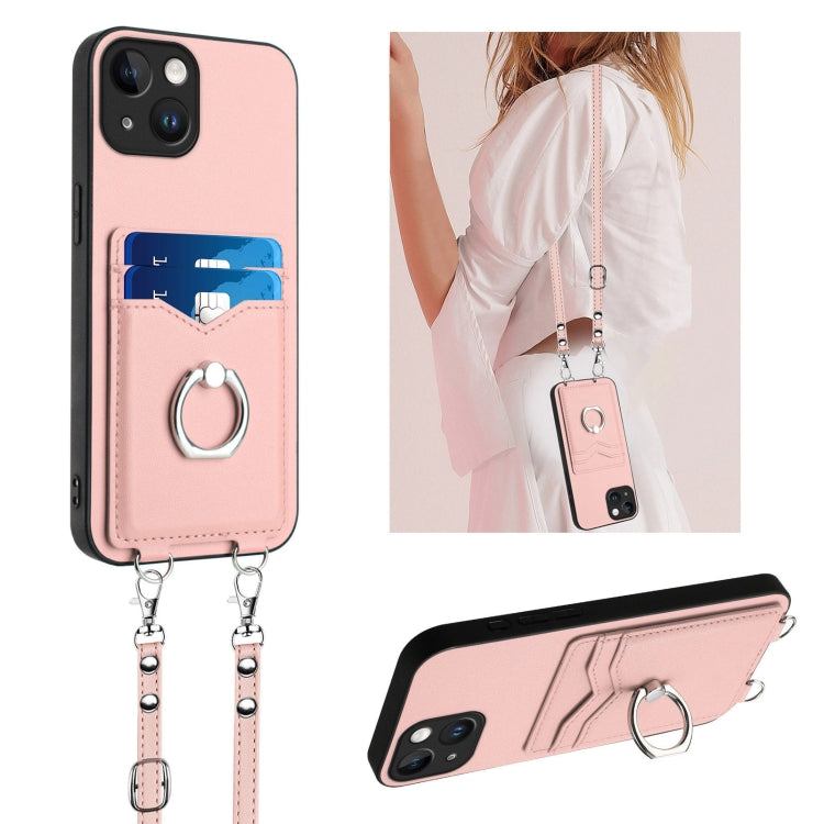 R20 Crossbody Rope Ring Card Holder Phone Case, For iPhone 14 Plus, For iPhone 14, For iPhone 14 Pro, For iPhone 14 Pro Max, For iPhone SE 2022 / SE 2020 / 8, For iPhone 13 Pro Max, For iPhone 13 Pro, For iPhone 13