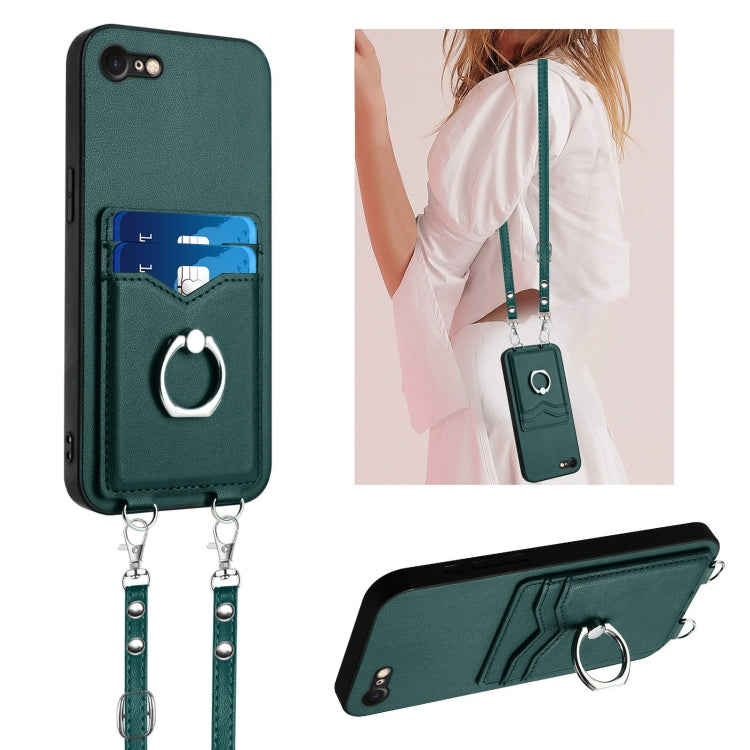 R20 Crossbody Rope Ring Card Holder Phone Case, For iPhone 14 Plus, For iPhone 14, For iPhone 14 Pro, For iPhone 14 Pro Max, For iPhone SE 2022 / SE 2020 / 8, For iPhone 13 Pro Max, For iPhone 13 Pro, For iPhone 13