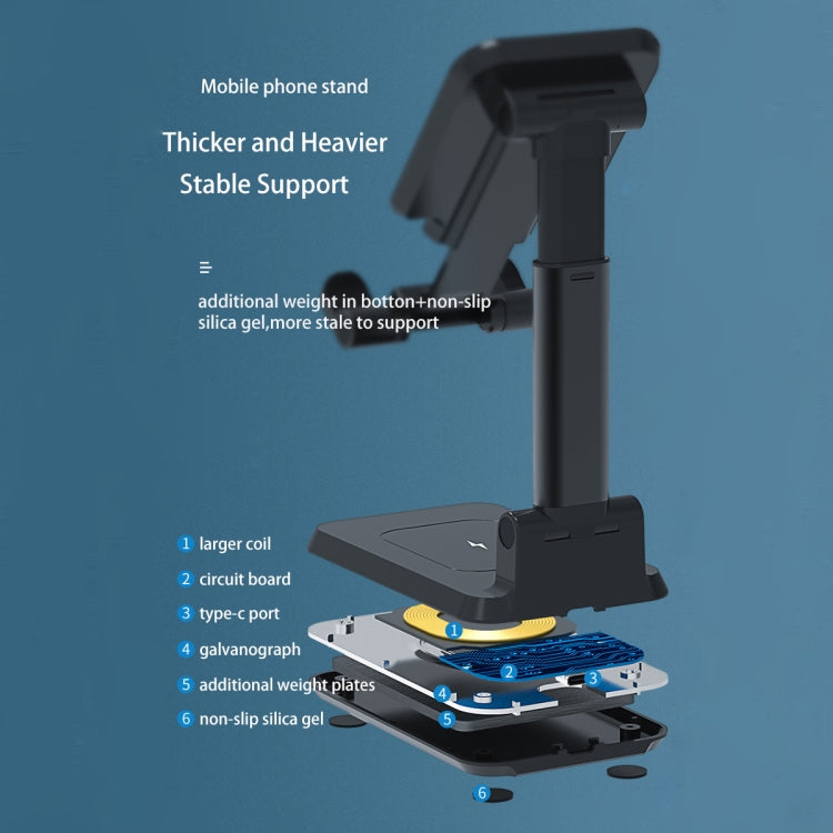 T6 2 in 1 Portable Folding Stand Wireless Charging, Single Charge, Double Charge