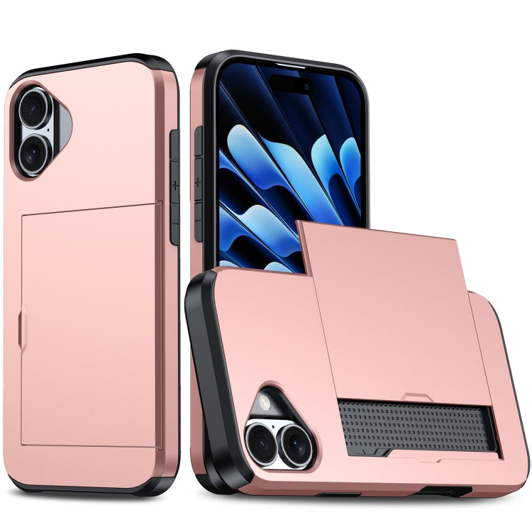 غطاء هاتف مضاد للصدمات مع فتحة بطاقة، لهاتف iPhone 16