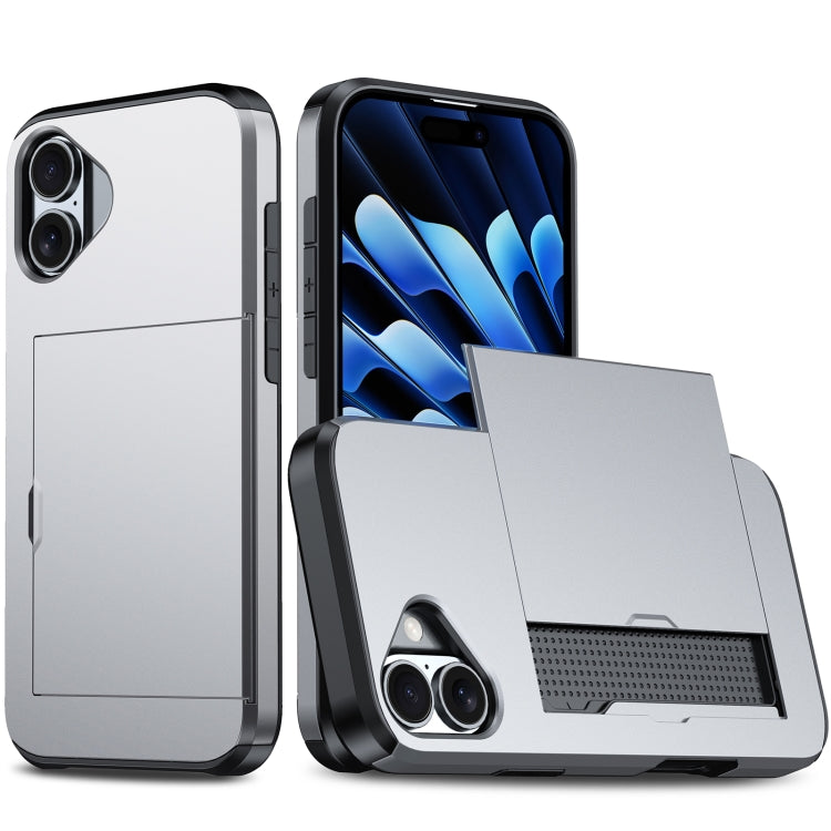 غطاء هاتف مضاد للصدمات مع فتحة بطاقة، لهاتف iPhone 16