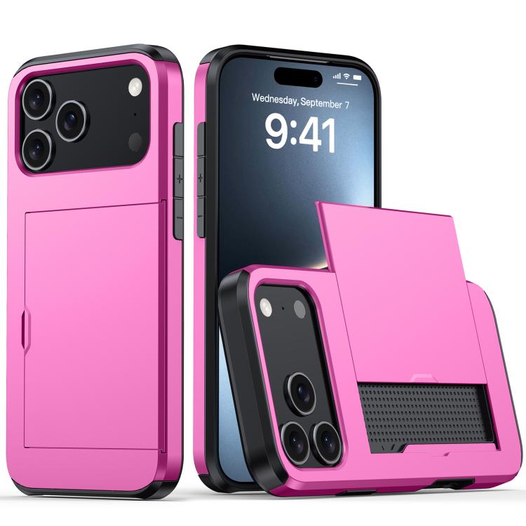 Shockproof Armor Phone Case with Card Slot, For iPhone 17e / 16e, For iPhone 17 Pro Max, For iPhone 17 Pro, For iPhone 17