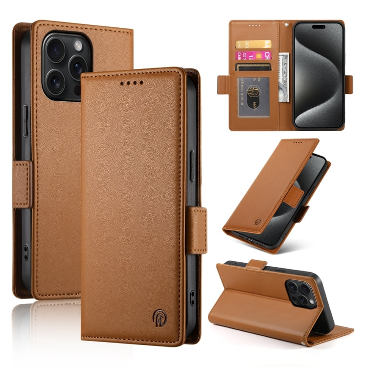 Side Buckle Magnetic Frosted Leather Phone Case, For iPhone 16 Pro, For iPhone 16 Plus, For iPhone 16, For iPhone 15 Pro Max, For iPhone 15 Pro, For iPhone 15 Plus