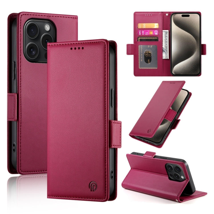 Side Buckle Magnetic Frosted Leather Phone Case, For iPhone 16 Pro, For iPhone 16 Plus, For iPhone 16, For iPhone 15 Pro Max, For iPhone 15 Pro, For iPhone 15 Plus