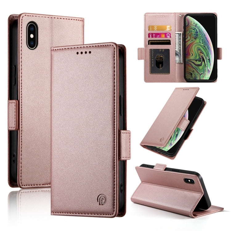 غطاء هاتف جلدي مغناطيسي مطفي مع إبزيم جانبي، لهواتف iPhone XS Max، iPhone 8 Plus / 7 Plus