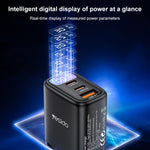 Yesido YC69 30W USB + Dual USB-C / Type-C Digital Display Charger, Specification:EU Plug, YC69