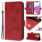 Embossed Rose RFID Anti-theft Leather Phone Case, For iPhone 14 Pro Max, For iPhone SE 2022 / SE 2020 / 8 / 7, For iPhone 13 Pro Max, For iPhone 13 Pro, For iPhone 13 mini, For iPhone 12  / 12 Pro, For iPhone 12 Pro Max, For iPhone 12 mini