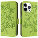 Embossed Rose RFID Anti-theft Leather Phone Case, For iPhone 14 Pro Max, For iPhone SE 2022 / SE 2020 / 8 / 7, For iPhone 13 Pro Max, For iPhone 13 Pro, For iPhone 13 mini, For iPhone 12  / 12 Pro, For iPhone 12 Pro Max, For iPhone 12 mini