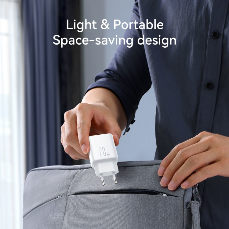 طقم شاحن JOYROOM JR-TCF20 بمنفذ USB-C / Type-C بقوة 20 واط PD مع كابل Type-C إلى 8 بن، قابس الاتحاد الأوروبي + كابل Type-C إلى 8 بن