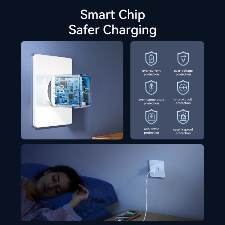 طقم شاحن JOYROOM JR-TCF20 بمنفذ USB-C / Type-C بقوة 20 واط PD مع كابل Type-C إلى 8 بن، قابس الاتحاد الأوروبي + كابل Type-C إلى 8 بن