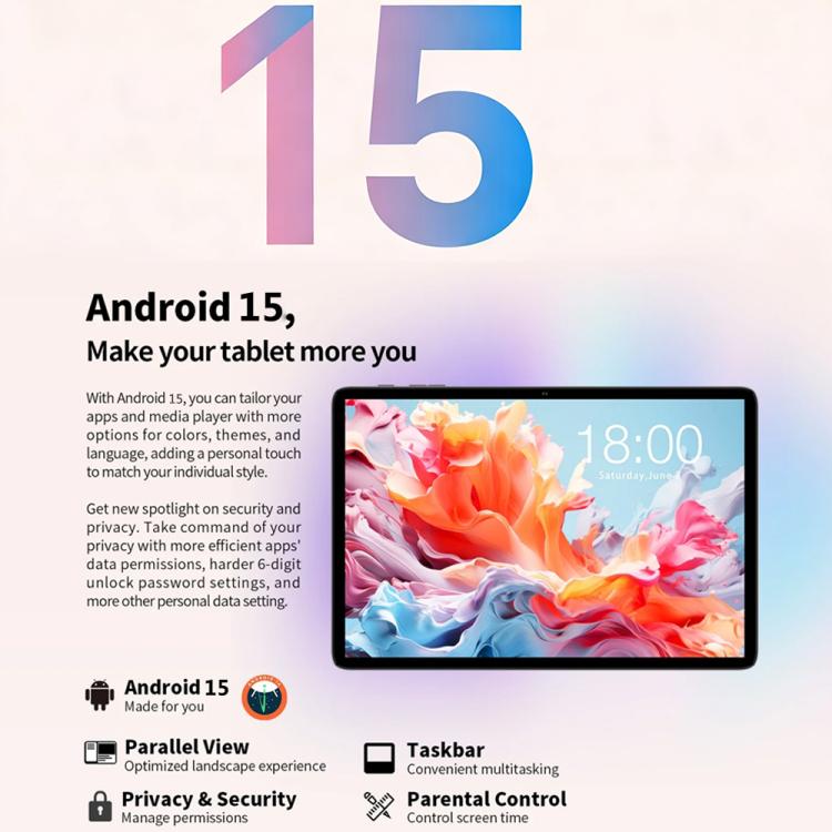 Teclast P30T Tablet PC with Leather Case & Keyboard 10.1 inch WiFi6,  Android 15 Unisoc T606 Octa-core, P30T