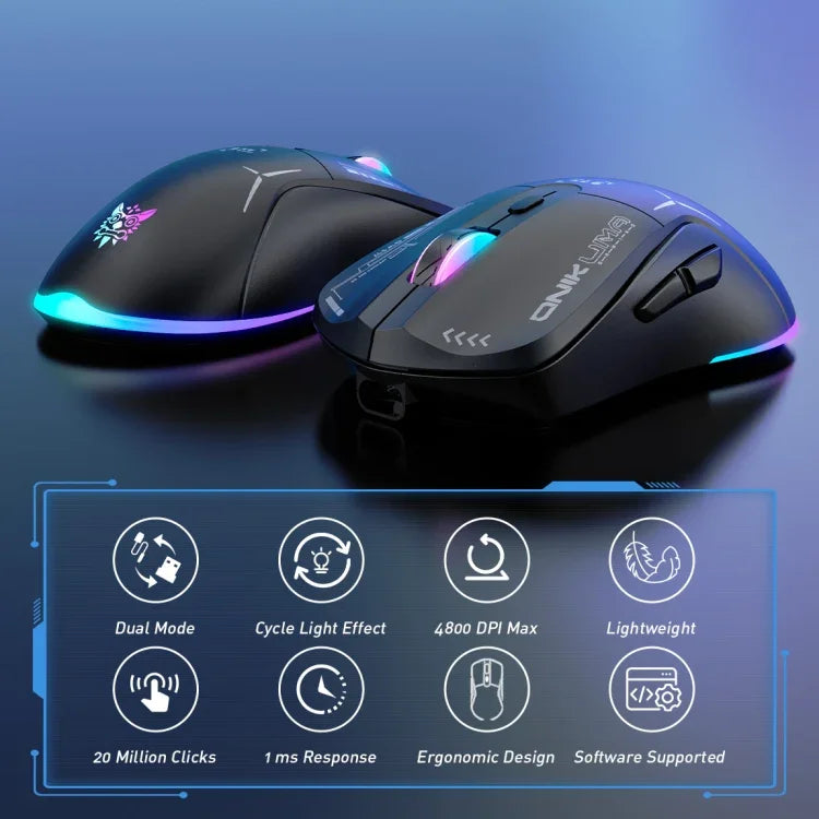 ONIKUMA CW917 RGB 4800DPI Dual Mode Wired + 2.4GHz Wireless Mouse, CW917 (Black), CW917 (White)