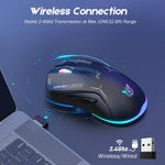 ONIKUMA CW917 RGB 4800DPI Dual Mode Wired + 2.4GHz Wireless Mouse, CW917 (Black), CW917 (White)