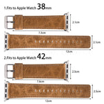 Round Tail Retro Crazy Horse Texture Genuine Leather Replacement Strap Watchband, For Apple Watch 5 & 4 44mm / 3 & 2 & 1 42mm, For Apple Watch Series 7 41mm / 6 & SE & 5 & 4 40mm / 3 & 2 & 1 38mm