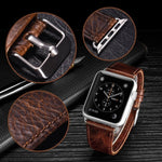 Round Tail Retro Crazy Horse Texture Genuine Leather Replacement Strap Watchband, For Apple Watch 5 & 4 44mm / 3 & 2 & 1 42mm, For Apple Watch Series 7 41mm / 6 & SE & 5 & 4 40mm / 3 & 2 & 1 38mm