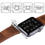 Round Tail Retro Crazy Horse Texture Genuine Leather Replacement Strap Watchband, For Apple Watch 5 & 4 44mm / 3 & 2 & 1 42mm, For Apple Watch Series 7 41mm / 6 & SE & 5 & 4 40mm / 3 & 2 & 1 38mm