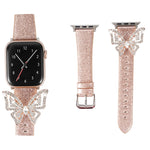 Bowknot Glitter Diamond Replacement Strap Watchband, For Apple Watch 5 & 4 44mm / 3 & 2 & 1 42mm