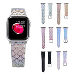 Discolor Glitter Fish Scale Texture Replacement Strap Watchband, For Apple Watch 5 & 4 40mm / 3 & 2 & 1 38mm, For Apple Watch 5 & 4 44mm / 3 & 2 & 1 42mm
