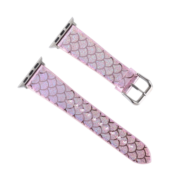 Discolor Glitter Fish Scale Texture Replacement Strap Watchband, For Apple Watch 5 & 4 40mm / 3 & 2 & 1 38mm, For Apple Watch 5 & 4 44mm / 3 & 2 & 1 42mm