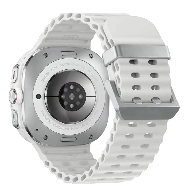 Ocean Dual Silver Buckle Silicone Watch Band, For Samsung Galaxy Watch Ultra 47mm / Ultra 2025