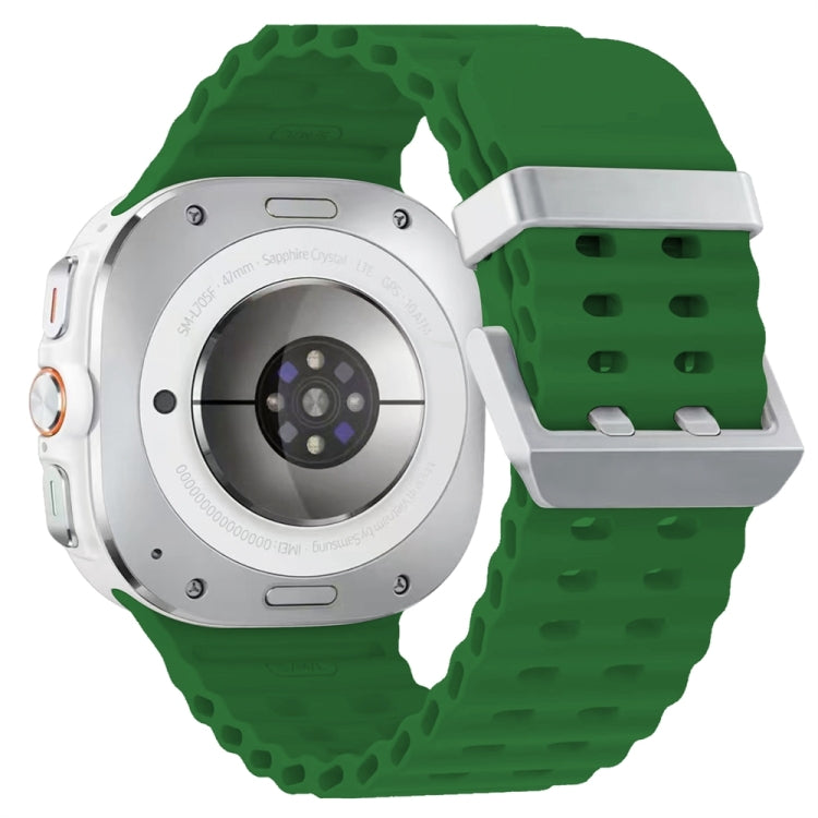 Ocean Dual Silver Buckle Silicone Watch Band, For Samsung Galaxy Watch Ultra 47mm / Ultra 2025